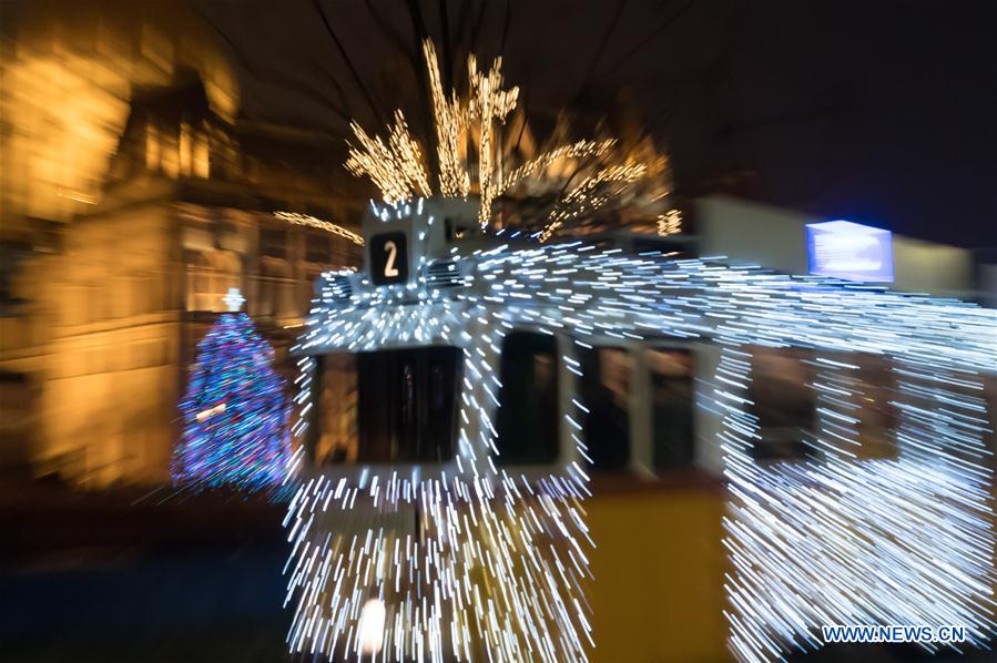 HUNGARY-BUDAPEST-CHRISTMAS LIGHT-TRAM