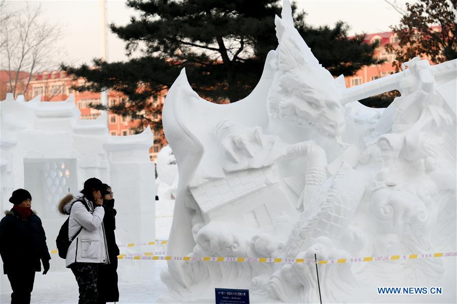 CHINA-HEILONGJIANG-HARBIN-COLLEGE STUDENT-SNOW SCULPTURE COMPETITION (CN)