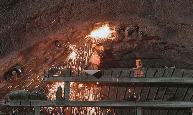 In pics: construction site of Dajianshan railway tunnel in Yunnan