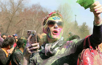 People participate in Color Festival in Chicago