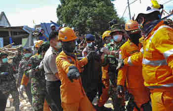 Aftermath of earthquake in North Lombok, Indonesia